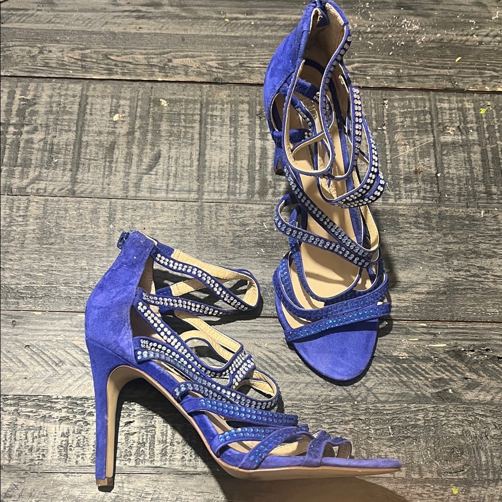 INC International Concepts Royal Blue Rhinestone Heels